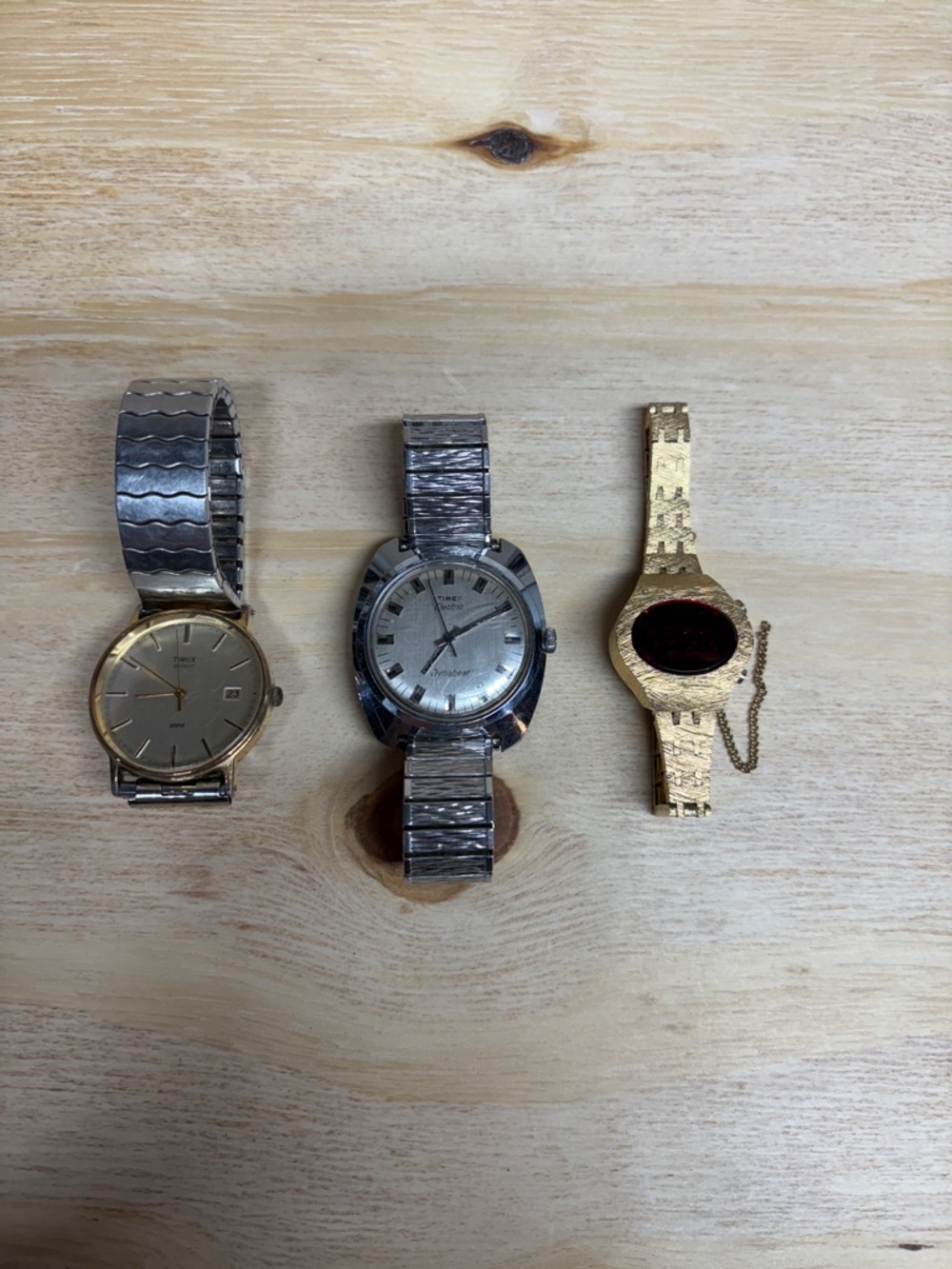 Vintage Gold and Silver Timex Watch Set